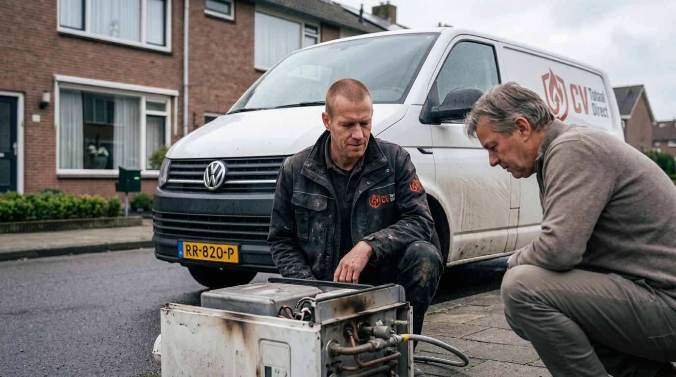 Gecertificeerde monteur van CV Totaal Direct aan het werk in Eastermar